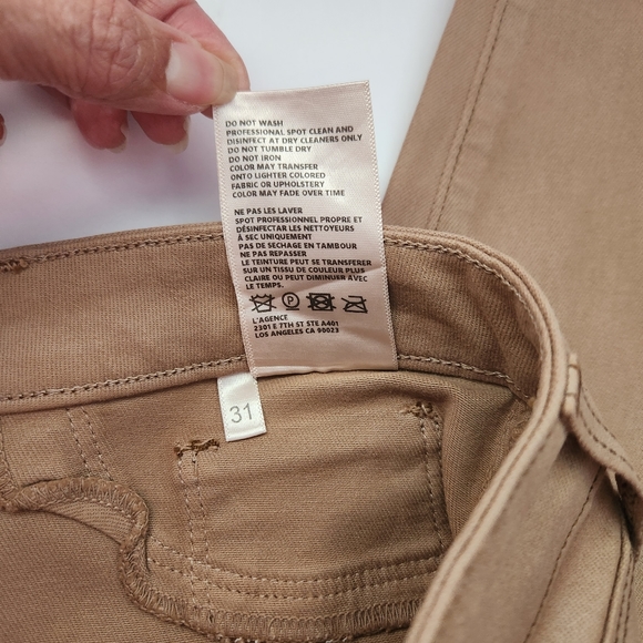 L'AGENCE Margot Skinny High-Rise Cappuccino Brown Coated Ankle Jeans Sz 31 NWOT - Picture 10 of 14